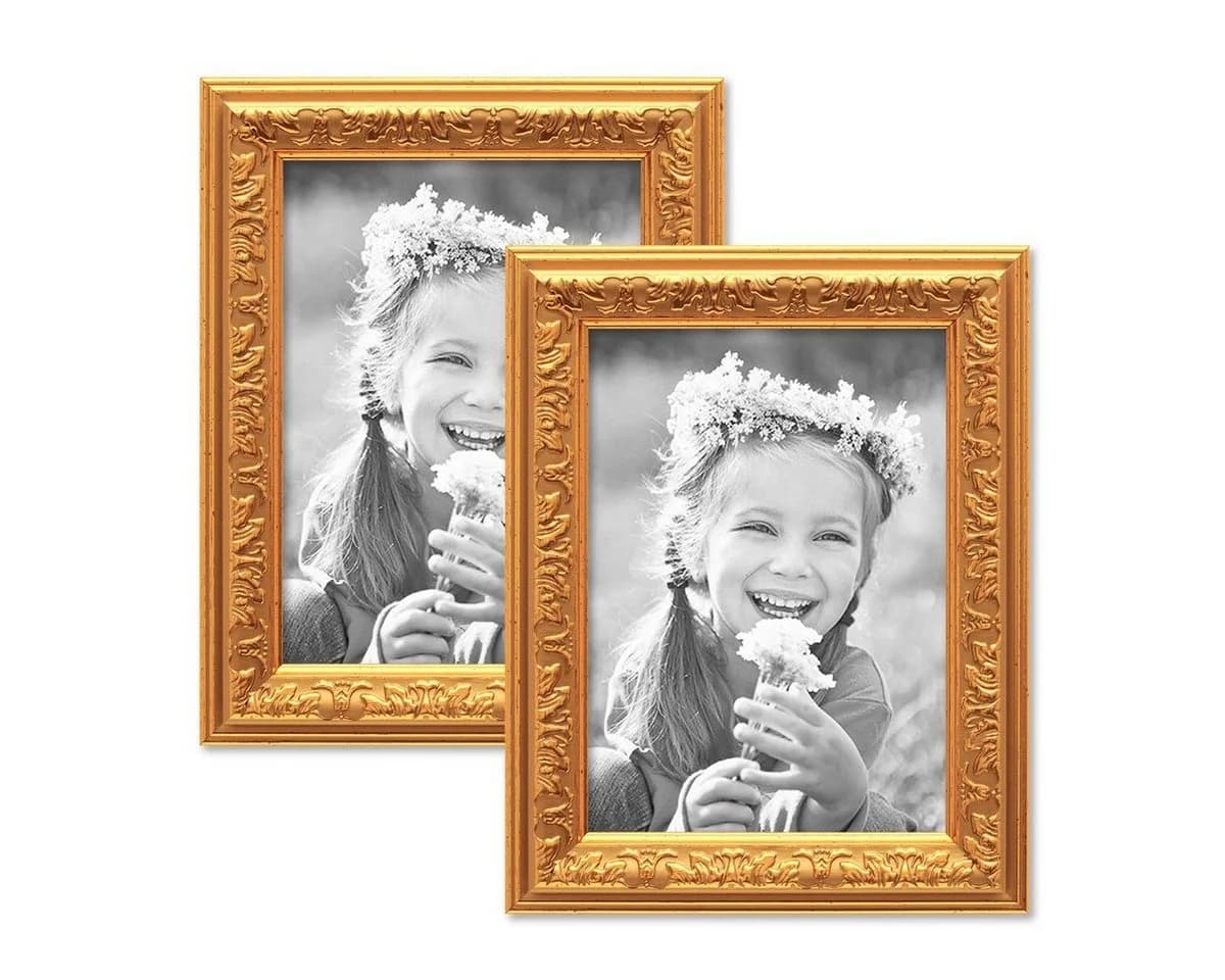 PHOTOLINI Bilderrahmen 2er Set Goldfarben Nostalgisches Ornament-Design - Bild 2