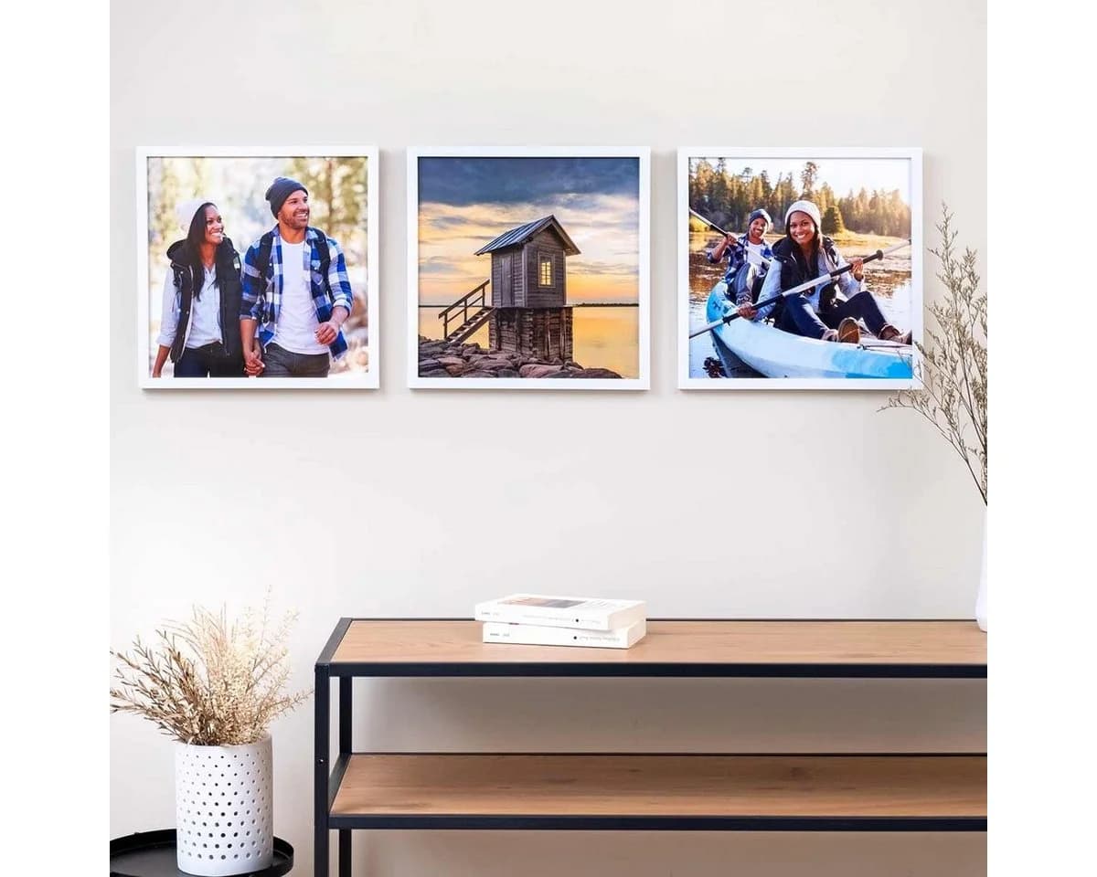 PHOTOLINI Bilderrahmen 3er Set Weiß Modern Acrylglas
