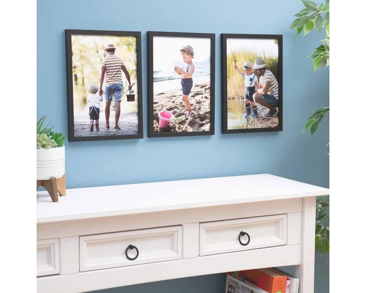 PHOTOLINI Bilderrahmen 3er Set Schwarz MDF Modern
