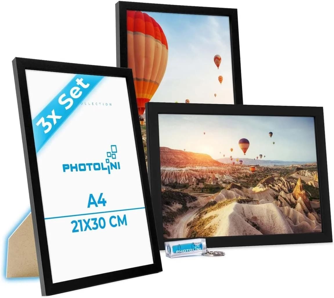 PHOTOLINI Bilderrahmen 3er Set Schwarz MDF Modern - Bild 2
