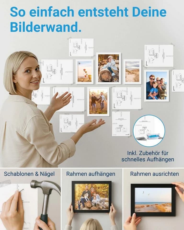 PHOTOLINI Bilderrahmen 15er Set Weiß MDF Acrylglas - Bild 5