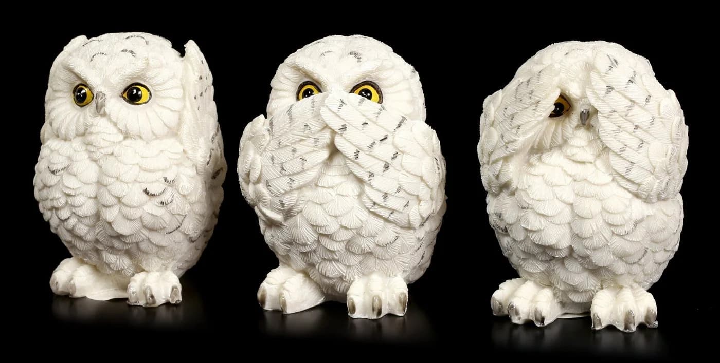 Figuren Shop GmbH Tierfigur Figur - Drei weise Schnee-Eulen - nichts Böses sehen, sprechen, hören - Bild 3