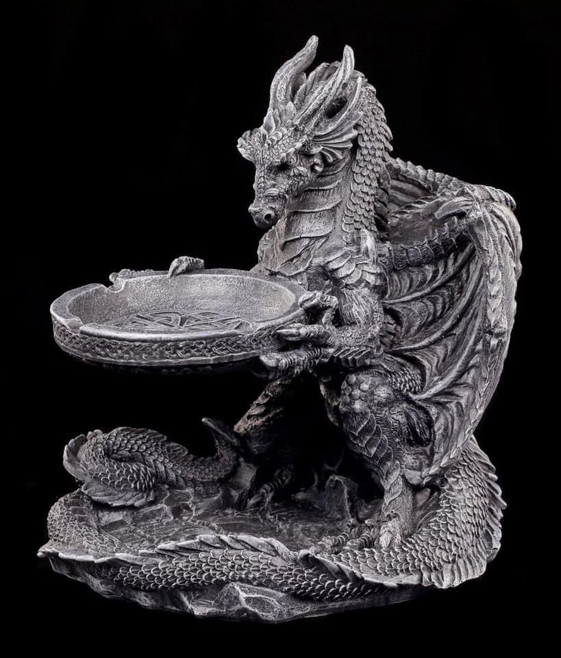 Figuren Shop GmbH Aschenbecher Schwarzer Drache Gothic Fantasy Figur Deko