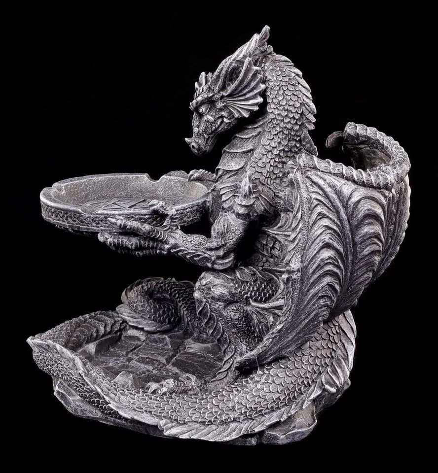 Figuren Shop GmbH Aschenbecher Schwarzer Drache Gothic Fantasy Figur Deko - Bild 3