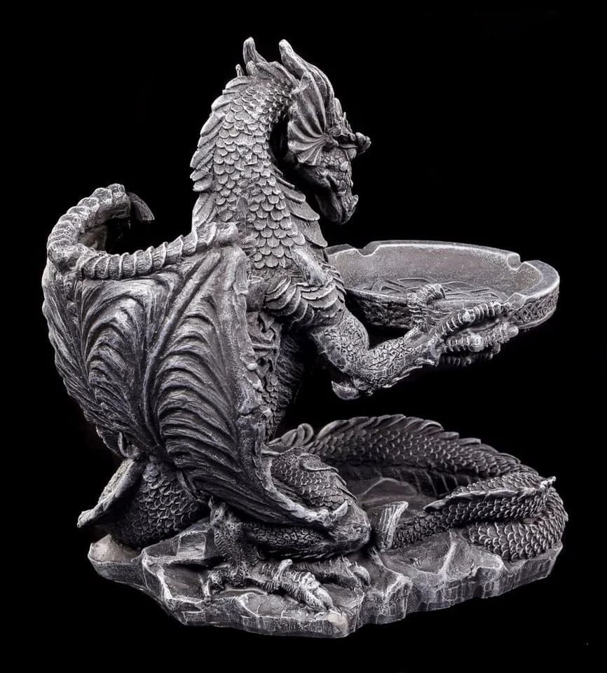 Figuren Shop GmbH Aschenbecher Schwarzer Drache Gothic Fantasy Figur Deko - Bild 4