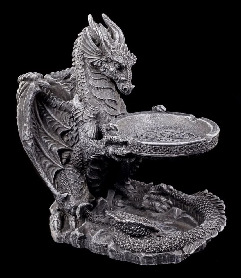 Figuren Shop GmbH Aschenbecher Schwarzer Drache Gothic Fantasy Figur Deko - Bild 5