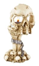 Figuren Shop GmbH Teelichthalter Skeletthand mit Totenkopf Gothic Dekoration Bild 2