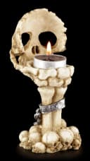 Figuren Shop GmbH Teelichthalter Skeletthand mit Totenkopf Gothic Dekoration Bild 3
