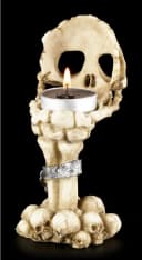 Figuren Shop GmbH Teelichthalter Skeletthand mit Totenkopf Gothic Dekoration Bild 4