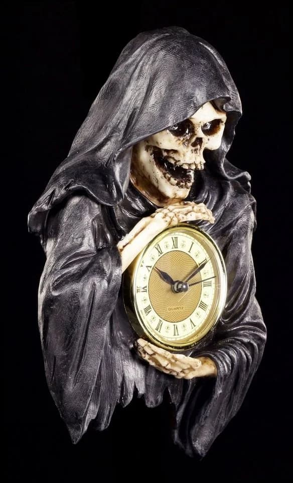 Figuren Shop GmbH Gothic Wanduhr Reaper "Die dunkelste Stunde" Kunststein