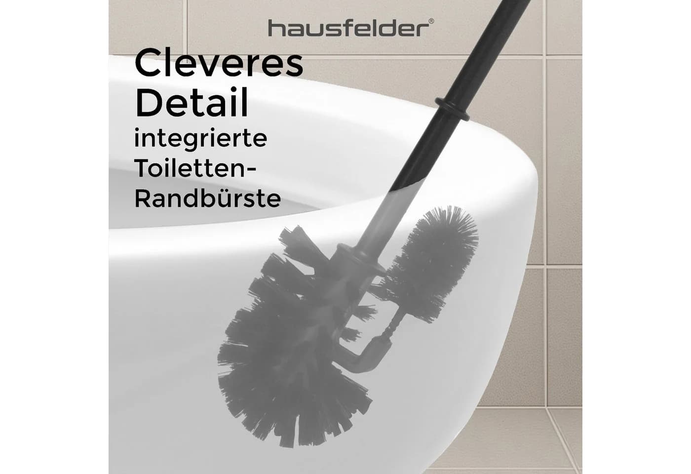 Hausfelder WC-Garnitur Schwarz 4-tlg. mit Randreiniger & 2 Ersatzbürsten - Bild 3