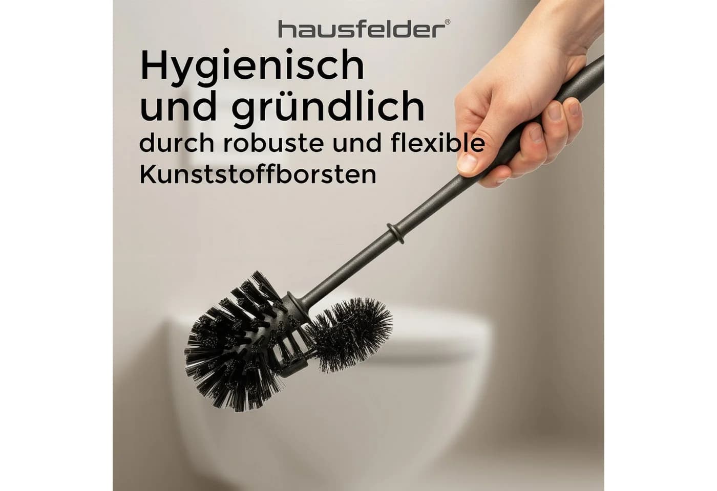 Hausfelder WC-Garnitur Schwarz 4-tlg. mit Randreiniger & 2 Ersatzbürsten - Bild 4