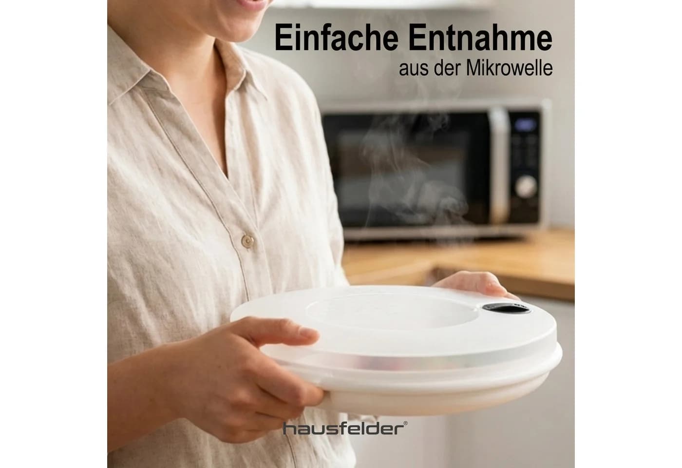 Hausfelder Mikrowellenteller mit Deckel 2er Set Weiß - Bild 5