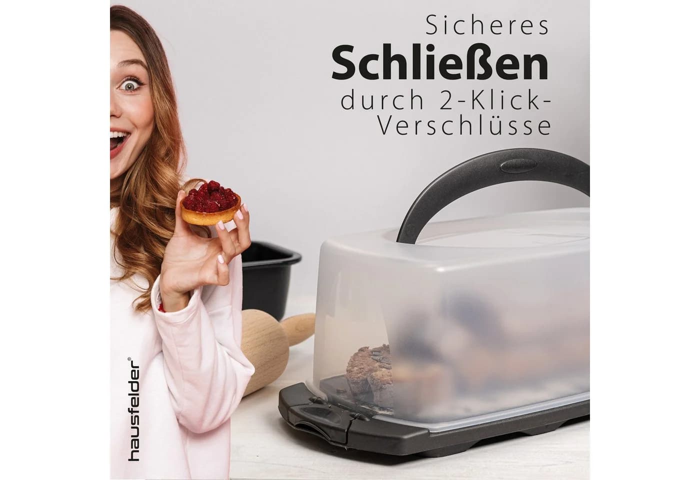 Hausfelder Kuchentransportbox Set Weiß mit Klick-Verschlüssen - Bild 5
