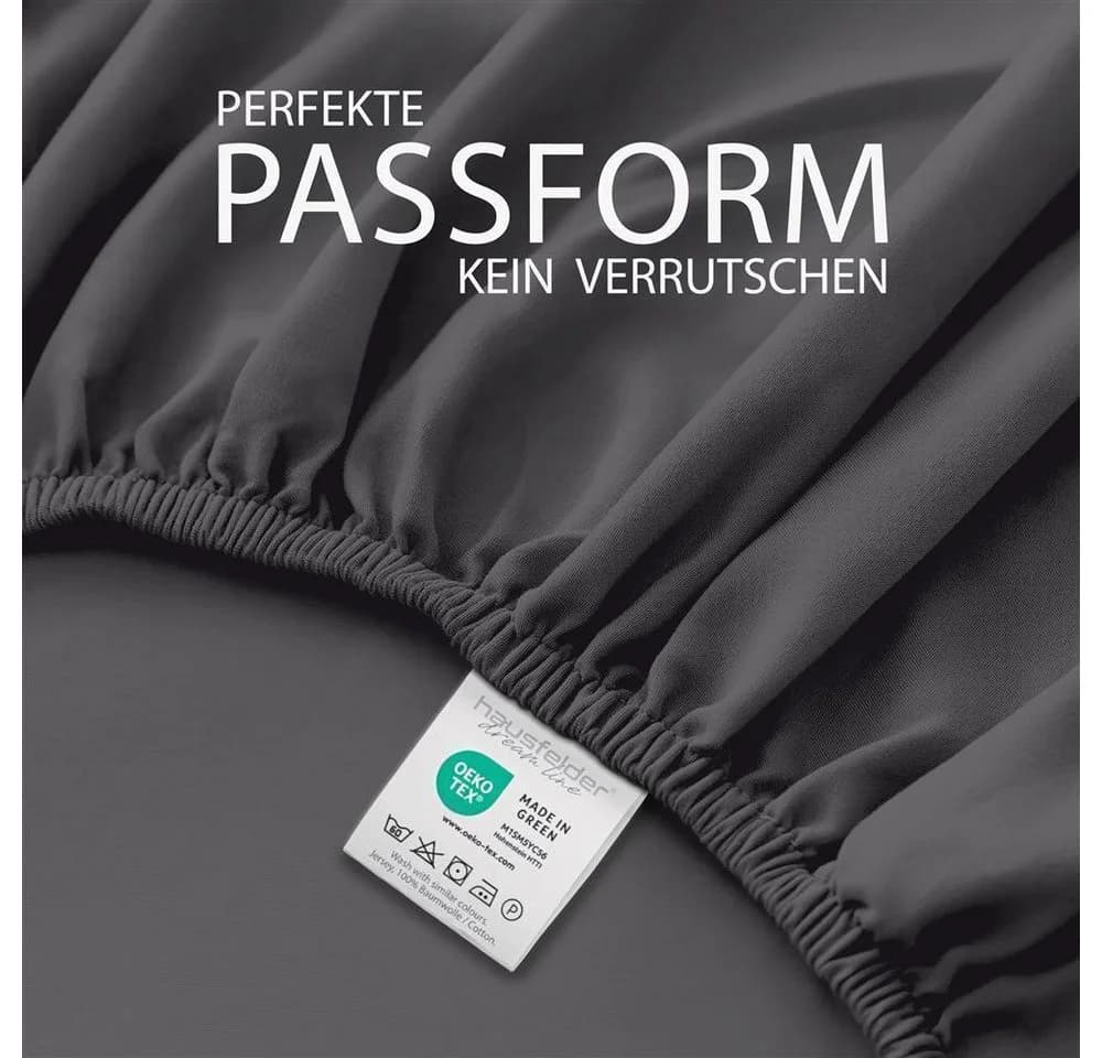 Hausfelder Spannbettlaken Anthrazit Jersey-Baumwolle