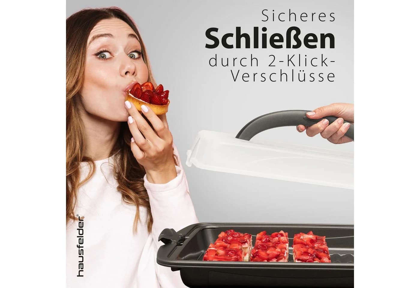 Hausfelder Kuchentransportbox Set Weiß Klick-Verschlüsse - Bild 4