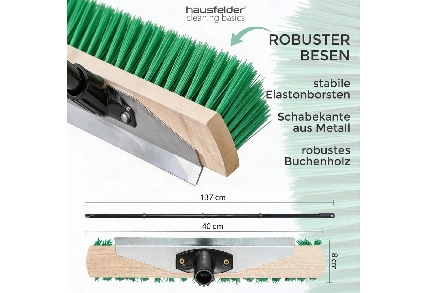 Hausfelder Gartenbesen mit Kratzkante und Metallstiel