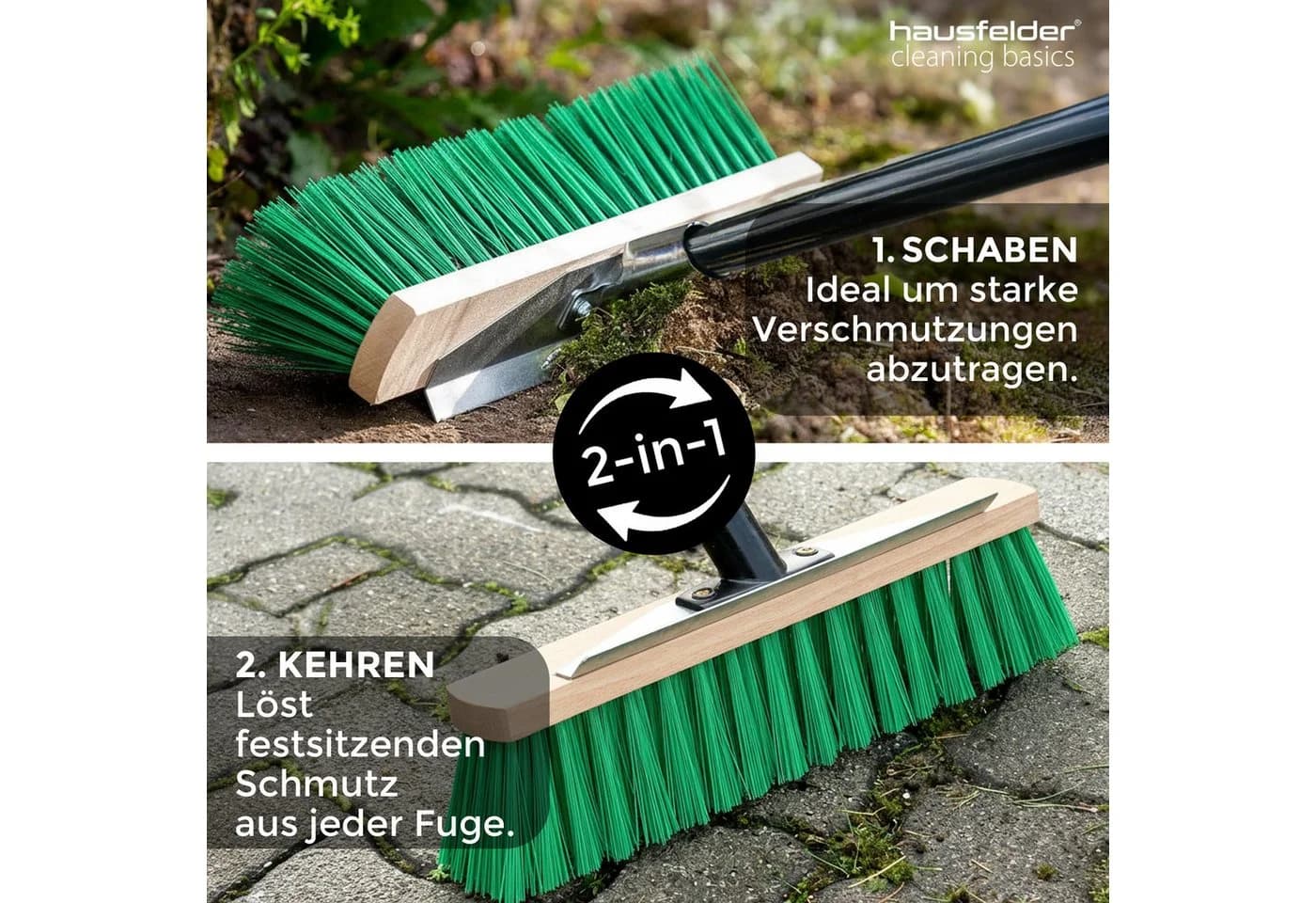 Hausfelder Gartenbesen mit Kratzkante und Metallstiel - Bild 3