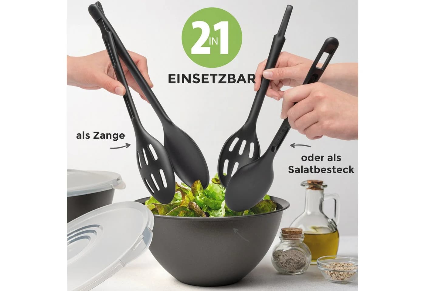 Hausfelder Salatschüssel Set 10-tlg. Kunststoff Schwarz - Bild 5