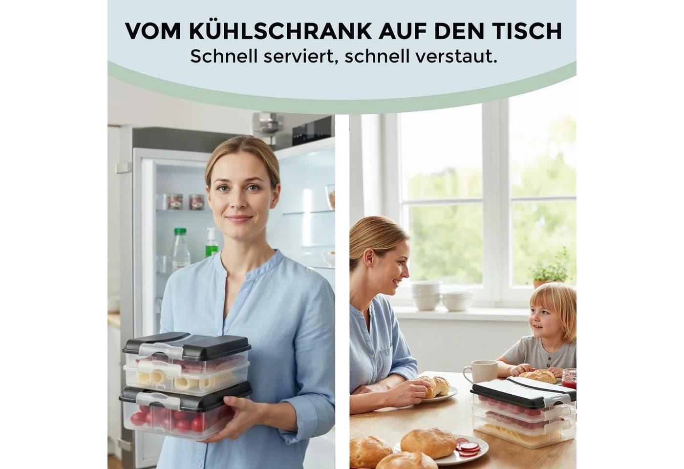 Hausfelder Frischhaltedose Aufschnittdosen Set 14-tlg. Anthrazit Kunststoff - Bild 5