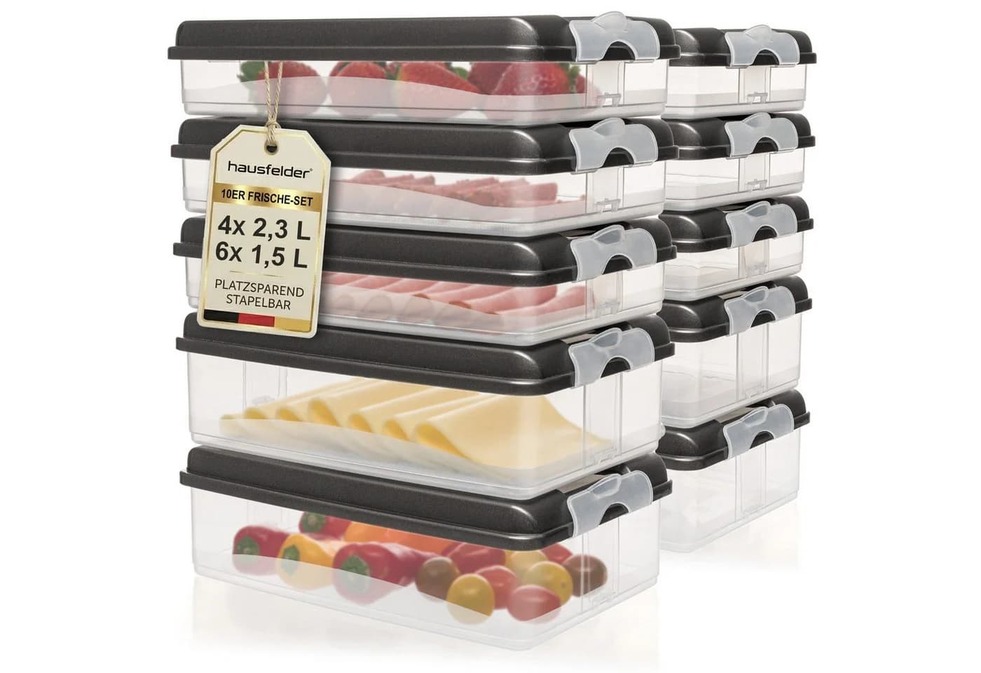Hausfelder Frischhaltedose Aufschnittdosen 20-tlg. Stapelbar BPA-frei - Bild 2