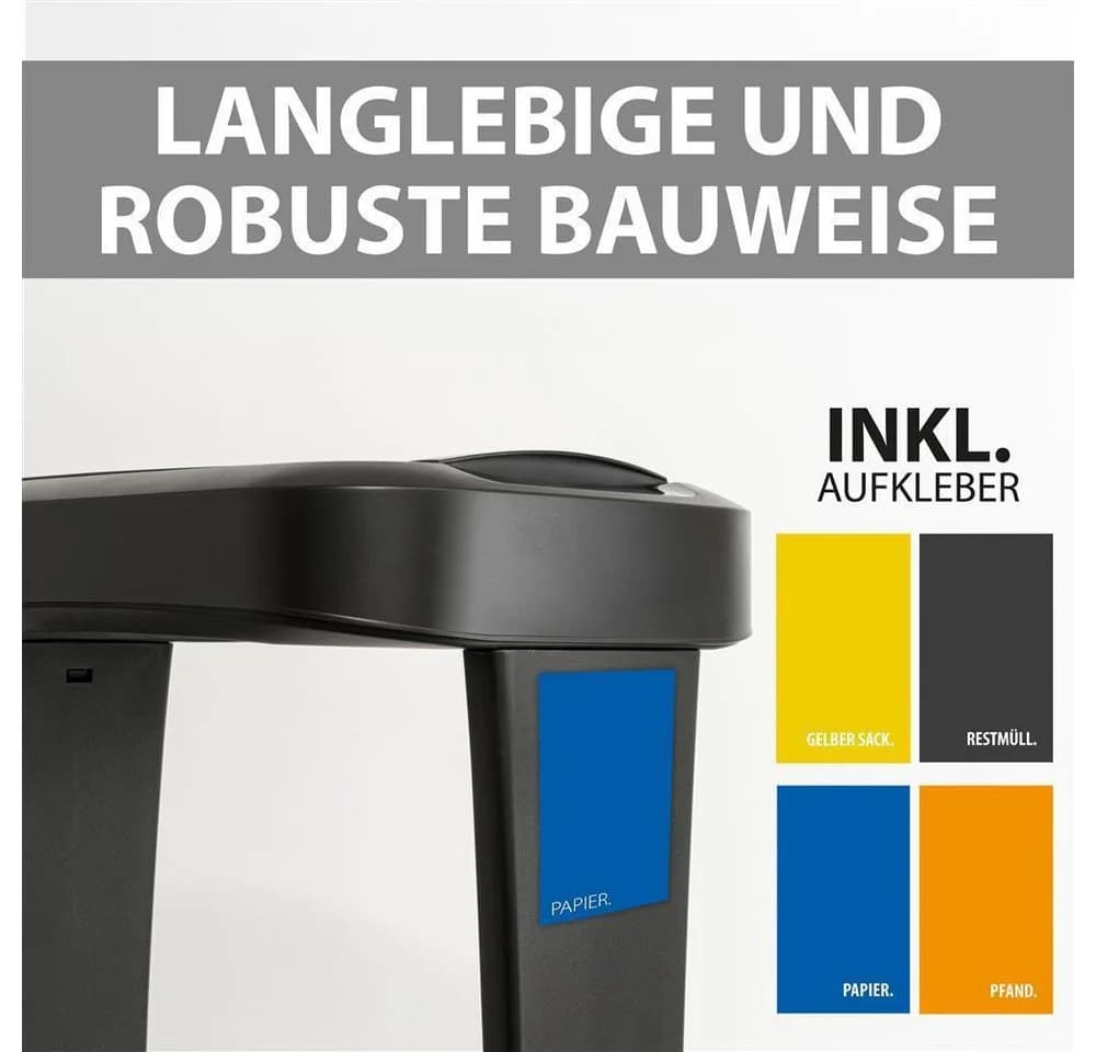 Hausfelder Müllsackständer mit Deckel Schwarz 60-120l