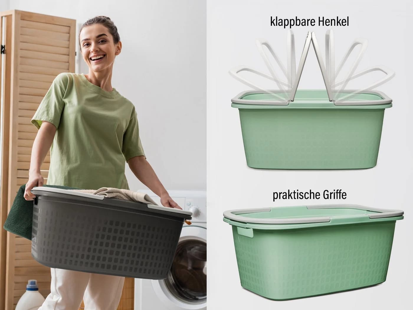Hausfelder Wäschekorb Set 35l Grün Kunststoff - Bild 3