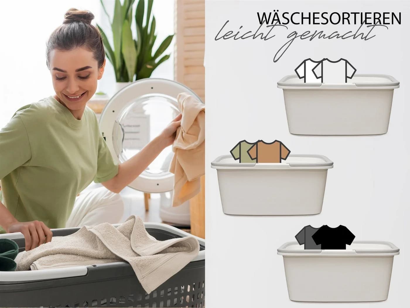 Hausfelder Wäschewanne Set 4x 35L Weiß Kunststoff