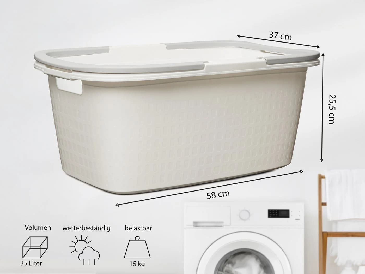 Hausfelder Wäschewanne Set 4x 35L Weiß Kunststoff - Bild 4