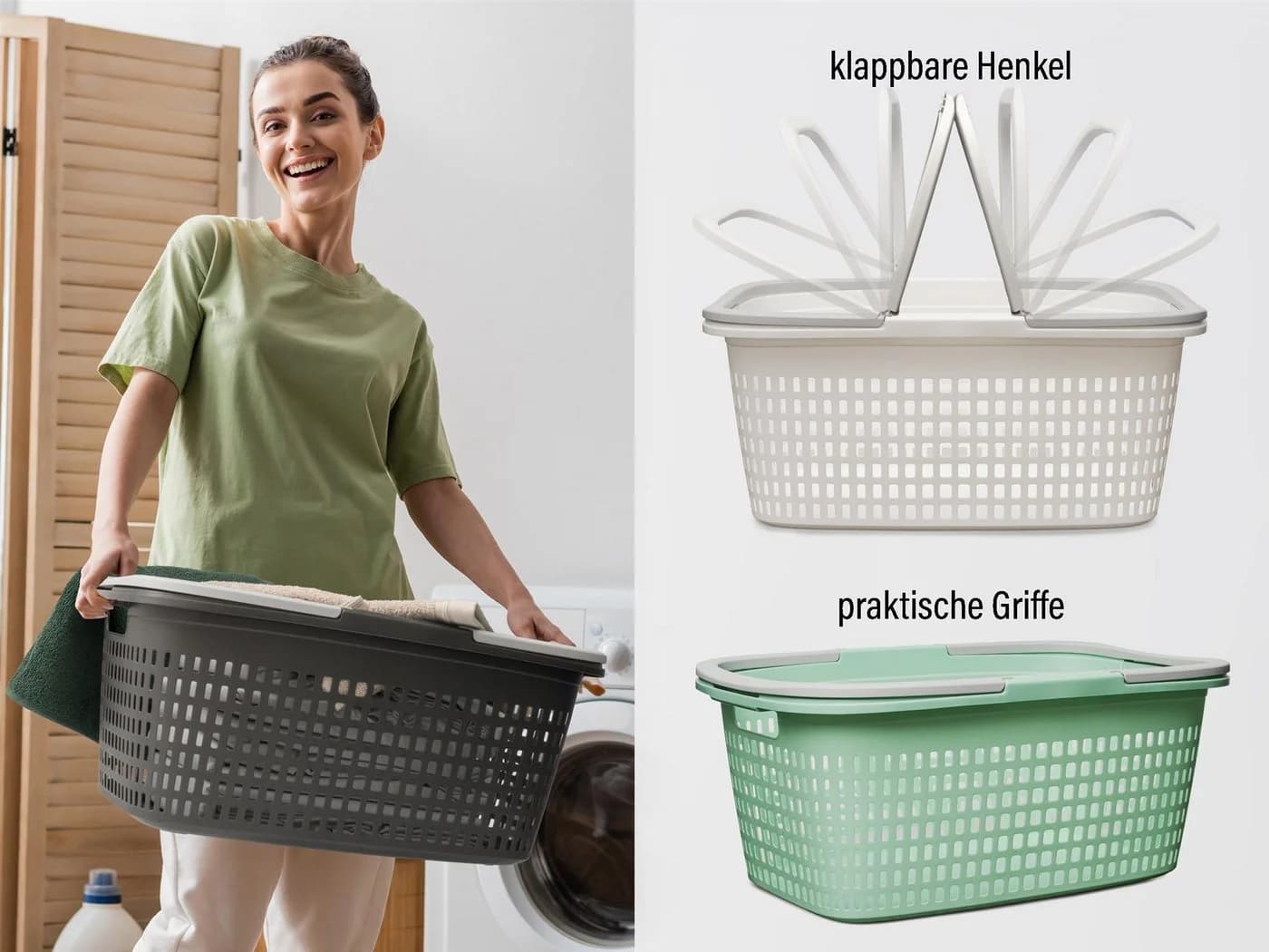 Hausfelder Wäschekorb Set 3x 35l Bunt Anthrazit Kunststoff - Bild 3