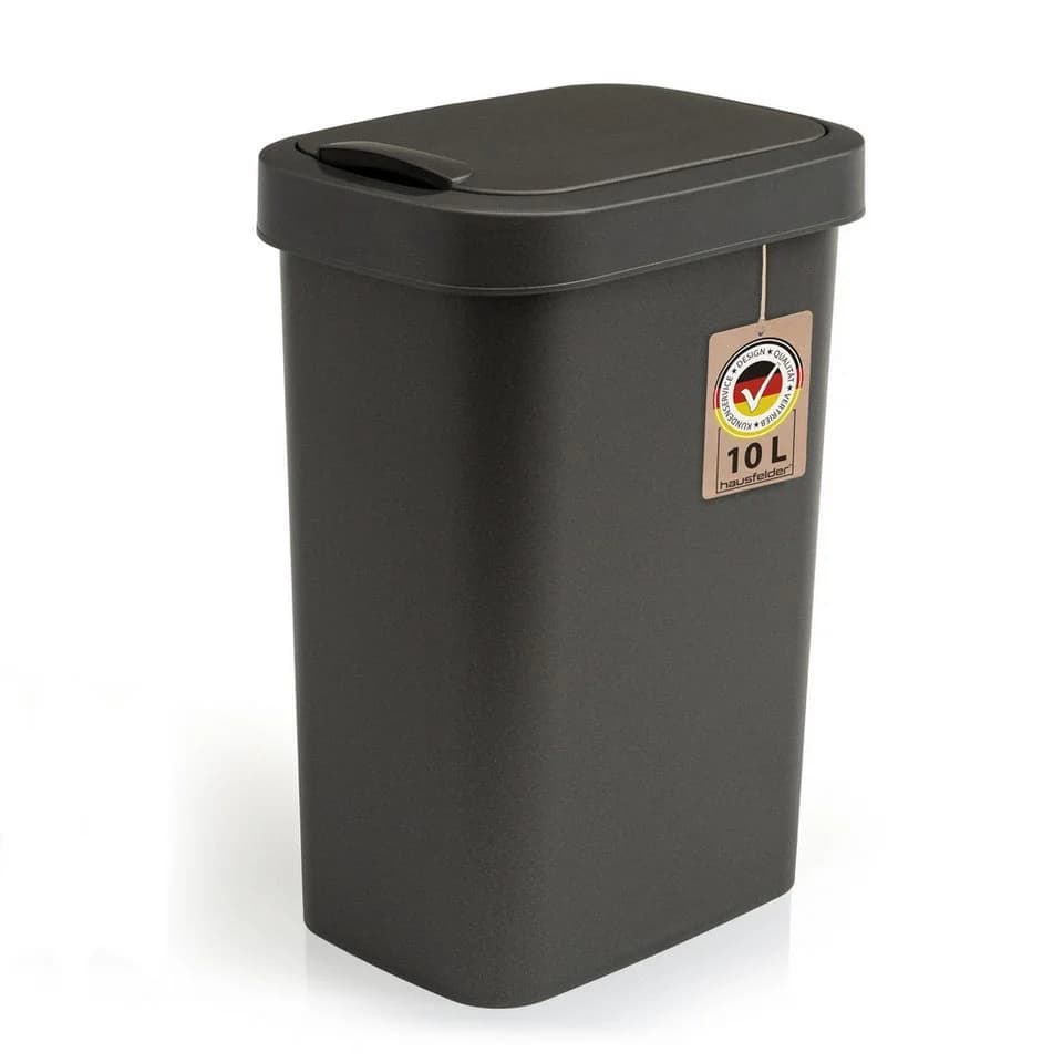 Hausfelder Mülleimer 10L Schwarz mit Klapp-Schwingdeckel - Bild 2