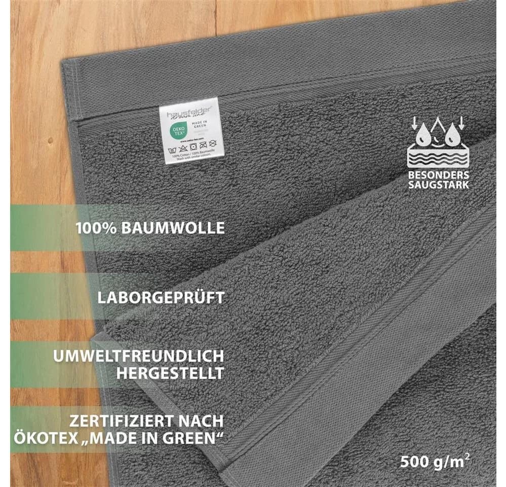 Hausfelder Saunatuch XXL Grau 100x200cm 500g/m² Baumwolle - Bild 3