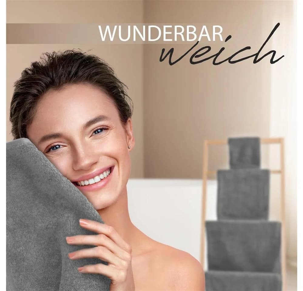 Hausfelder Saunatuch XXL Grau 100x200cm 500g/m² Baumwolle - Bild 4