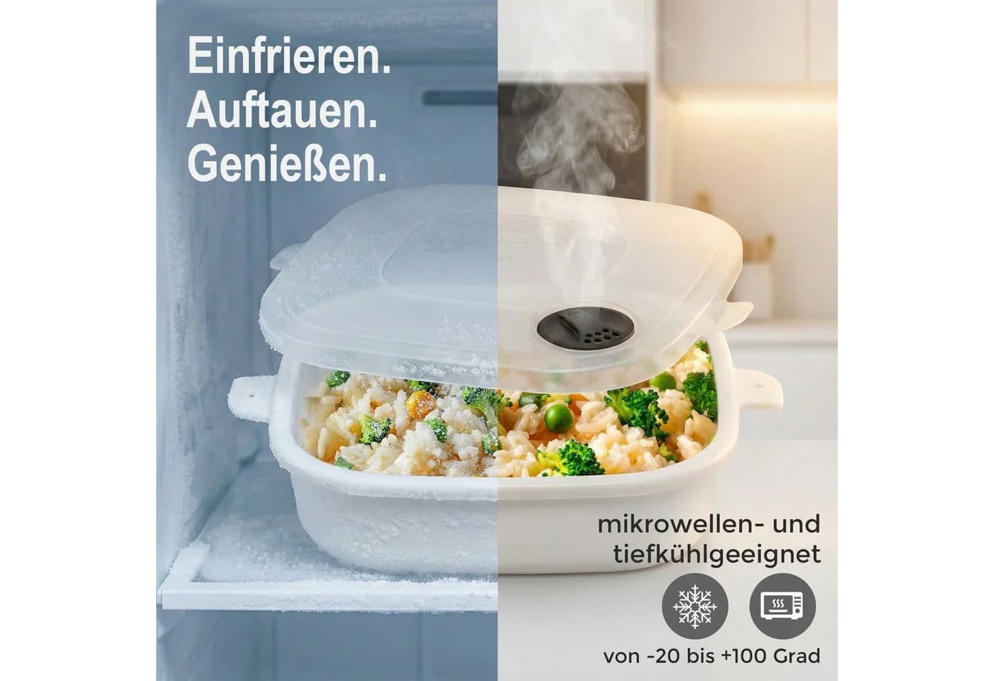 Hausfelder Mikrowellenbehälter 2er Set 2x2L Weiß BPA-frei - Bild 5