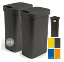 Hausfelder Mülleimer 25 Liter 2er Set Schwarz mit Klappdeckel Bild 2