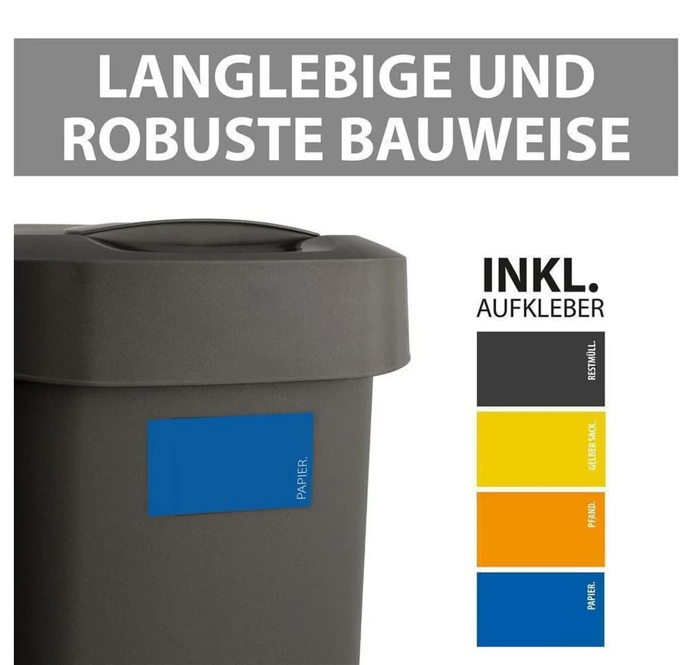 Hausfelder Mülleimer 25 Liter 2er Set Schwarz mit Klappdeckel - Bild 4