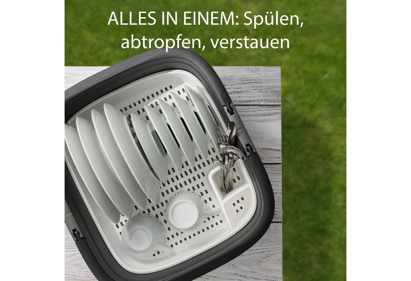 Hausfelder Kunststoffspüle Camping Spülset 2er Set Anthrazit Weiß - Bild 3