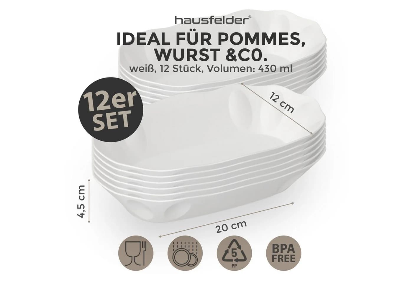 Hausfelder Snackschale 12er Set Weiß Kunststoff Mehrweg