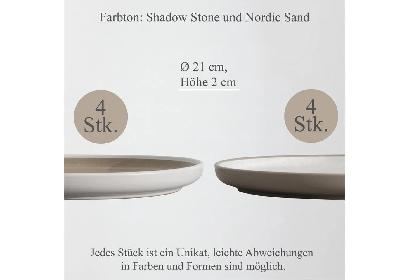 Hausfelder Geschirr-Set Steingut Dessertteller 8-tlg. Braun