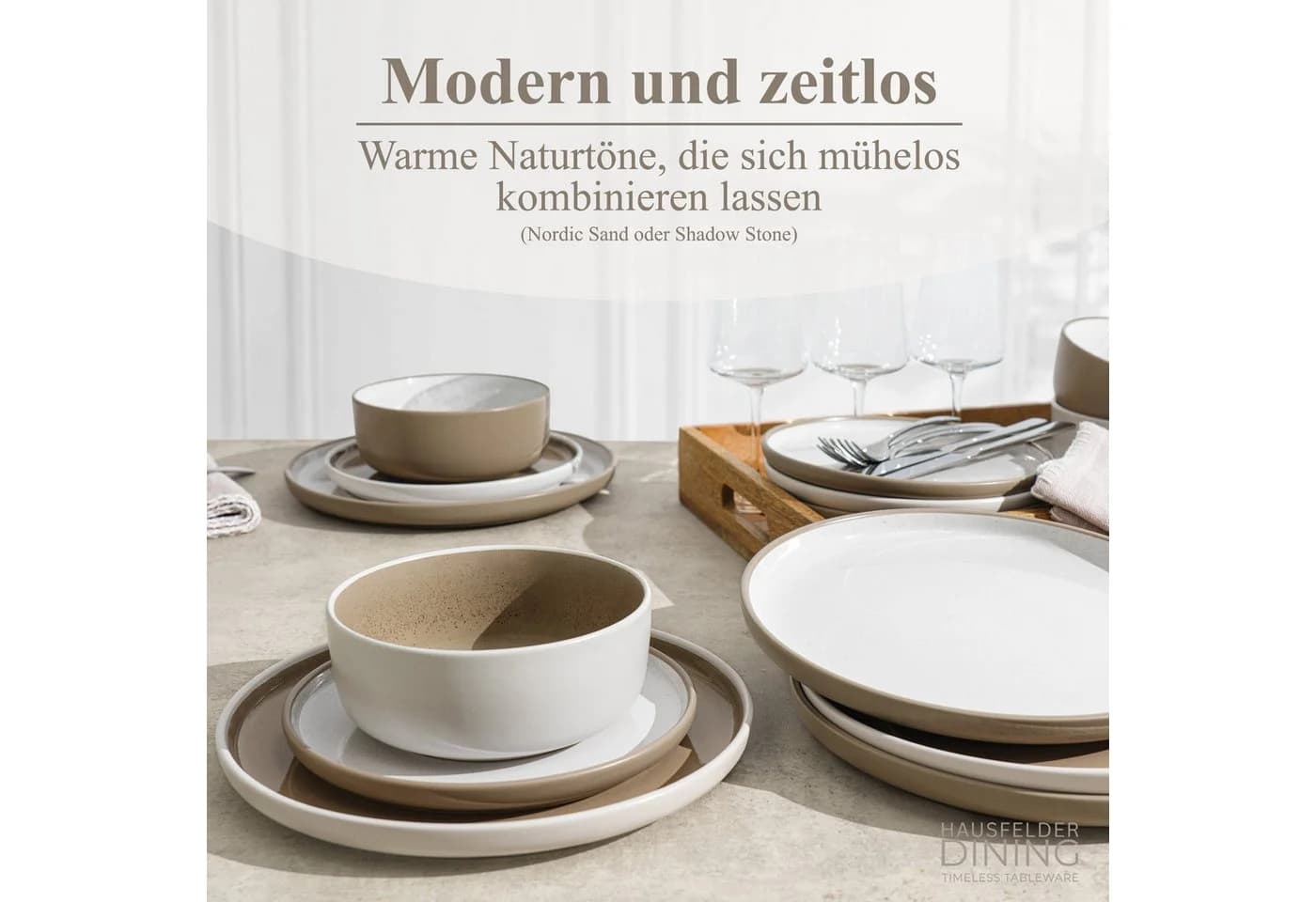 Hausfelder Geschirr-Set Steingut Dessertteller 8-tlg. Braun - Bild 5
