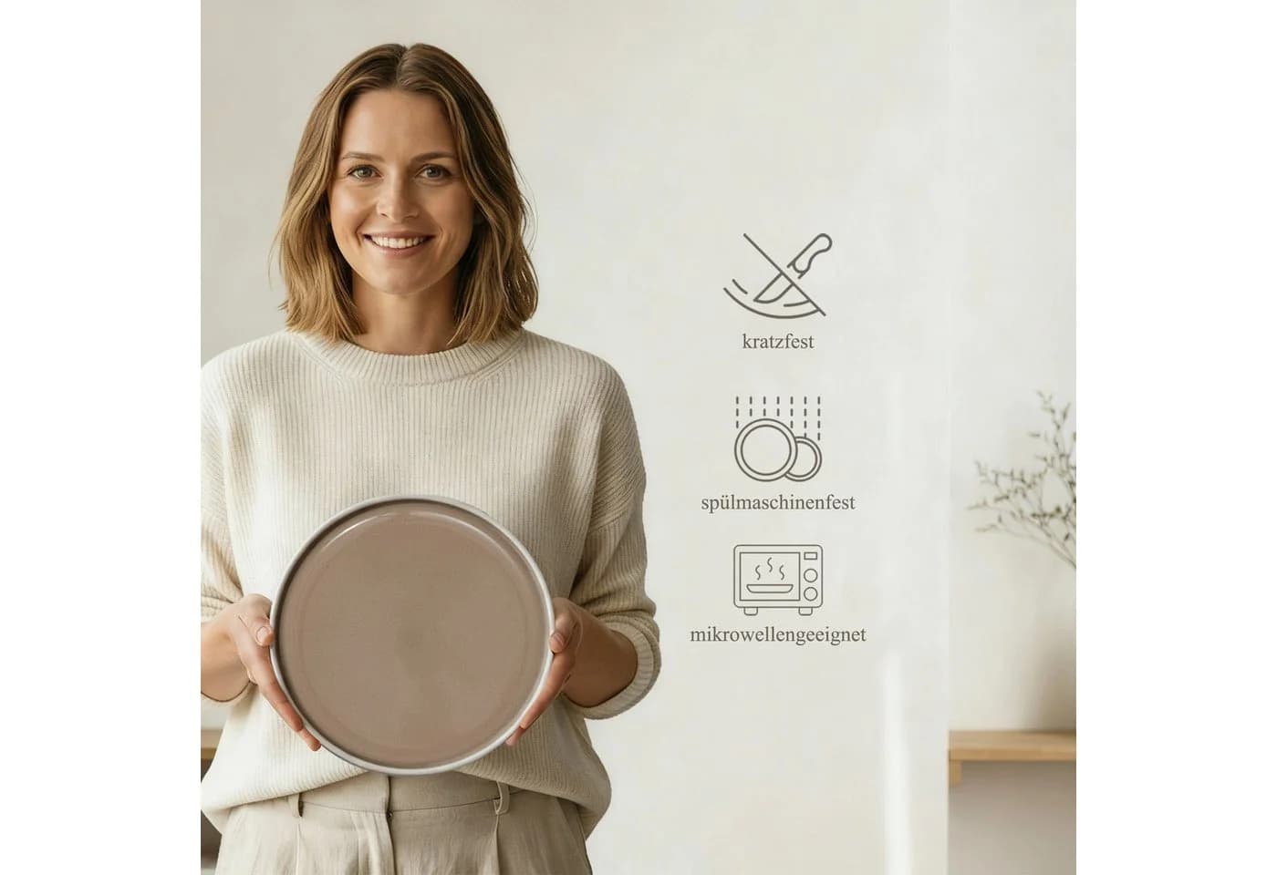 Hausfelder Geschirr-Set Steingut 32-tlg. für 8 Personen Beige - Bild 3