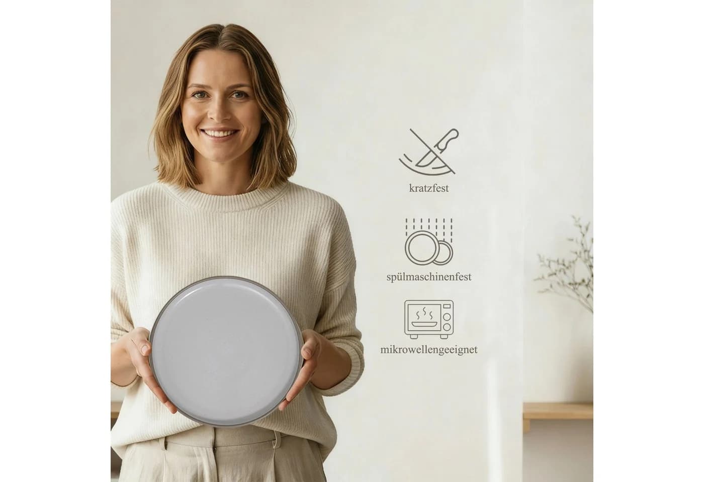Hausfelder Geschirr-Set 48-tlg. Steingut Nordic Sand Beige - Bild 3