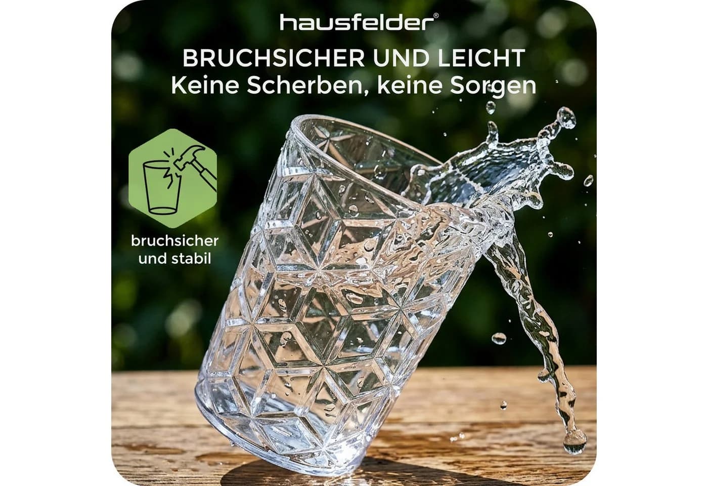 Hausfelder Tritan Trinkgläser 6er Set bunt Diamond Design Kunststoff - Bild 3