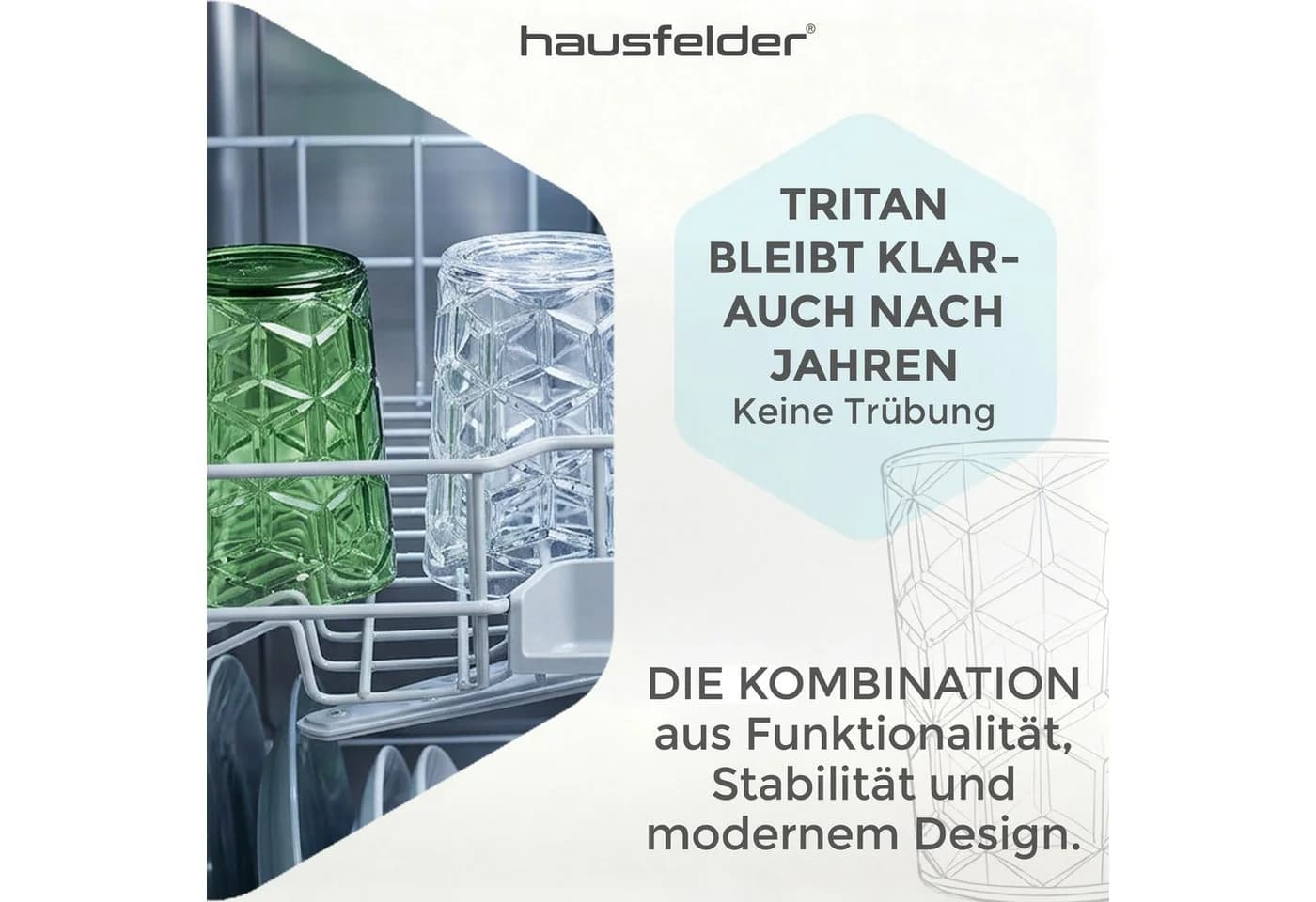 Hausfelder Tritan Trinkgläser 6er Set bunt Diamond Design Kunststoff - Bild 4