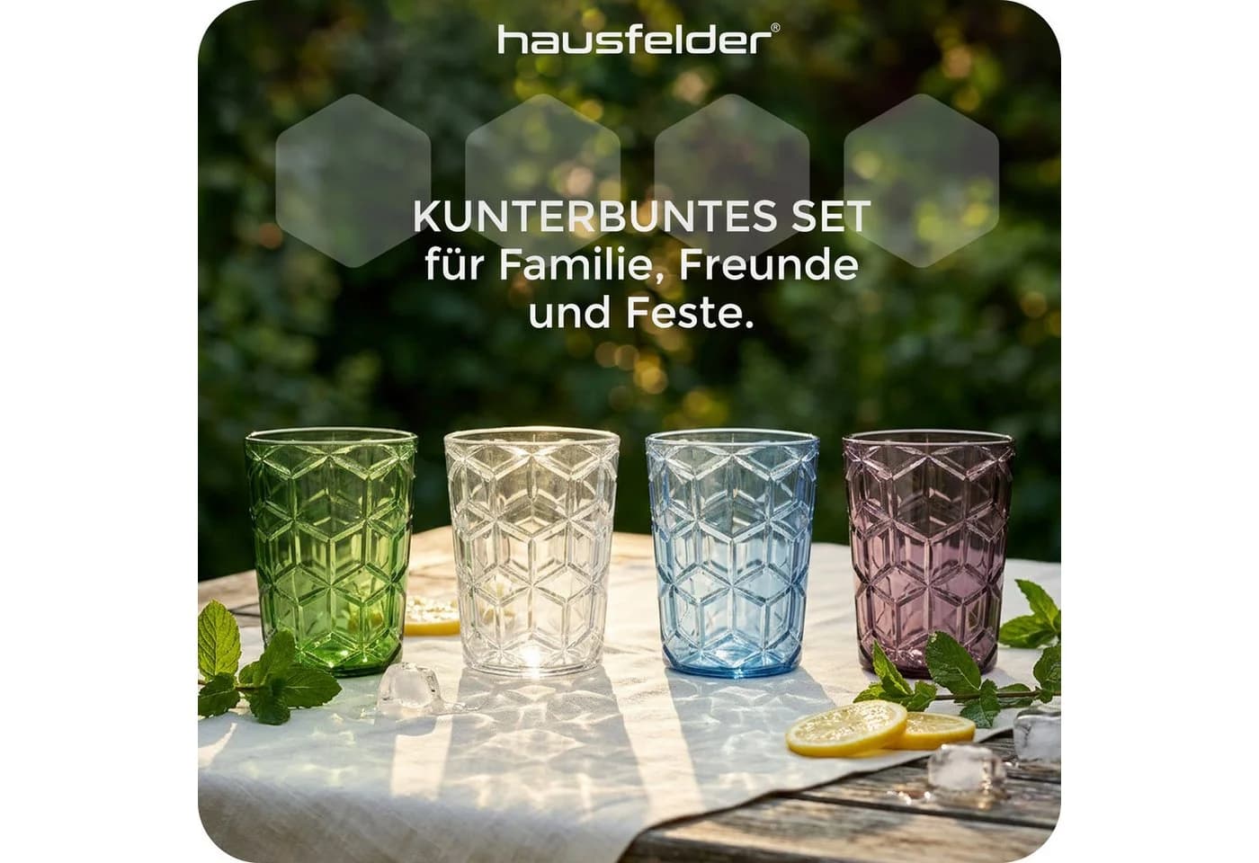Hausfelder Tritan Trinkgläser 6er Set bunt Diamond Design Kunststoff - Bild 5
