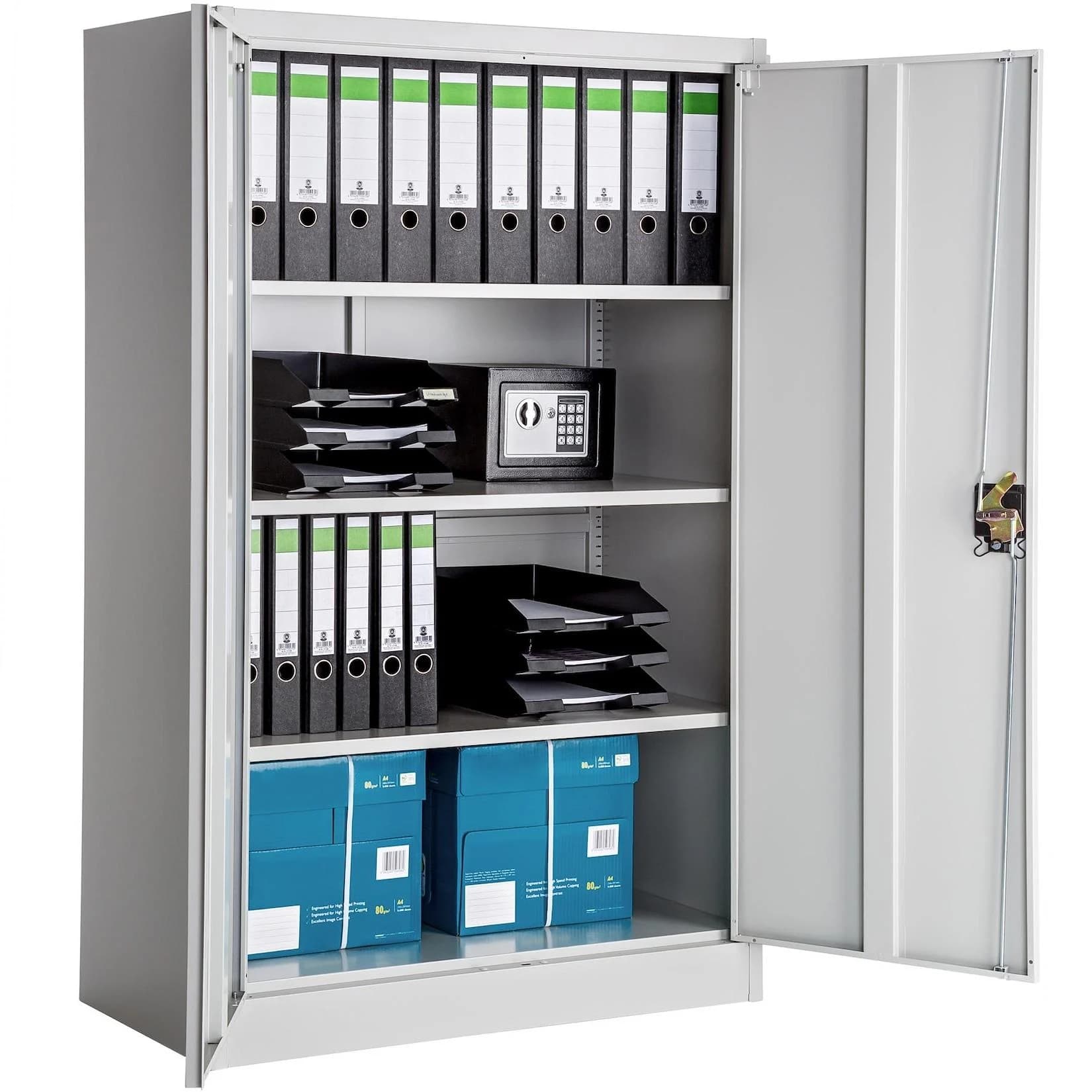 tectake Aktenschrank Komplettset Grau mit Schlüssel