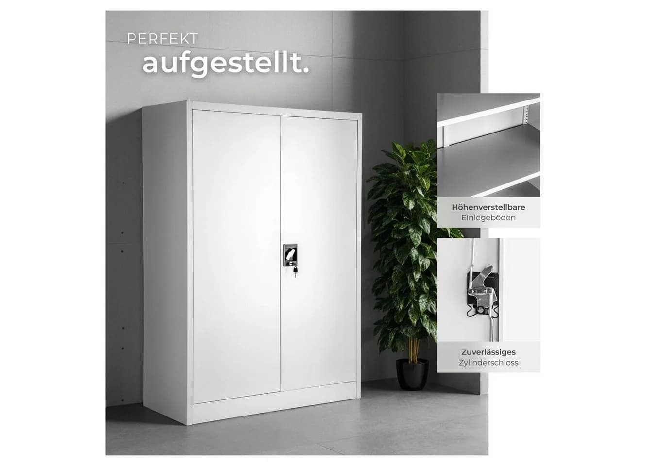 tectake Aktenschrank Komplettset Grau mit Schlüssel - Bild 5