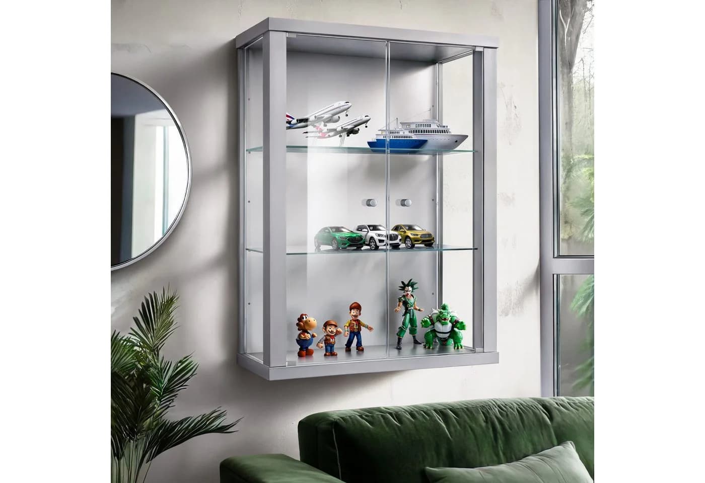 K-Möbel Hängevitrine C1012 Silber Glasvitrine mit 2 Glastüren - Bild 2