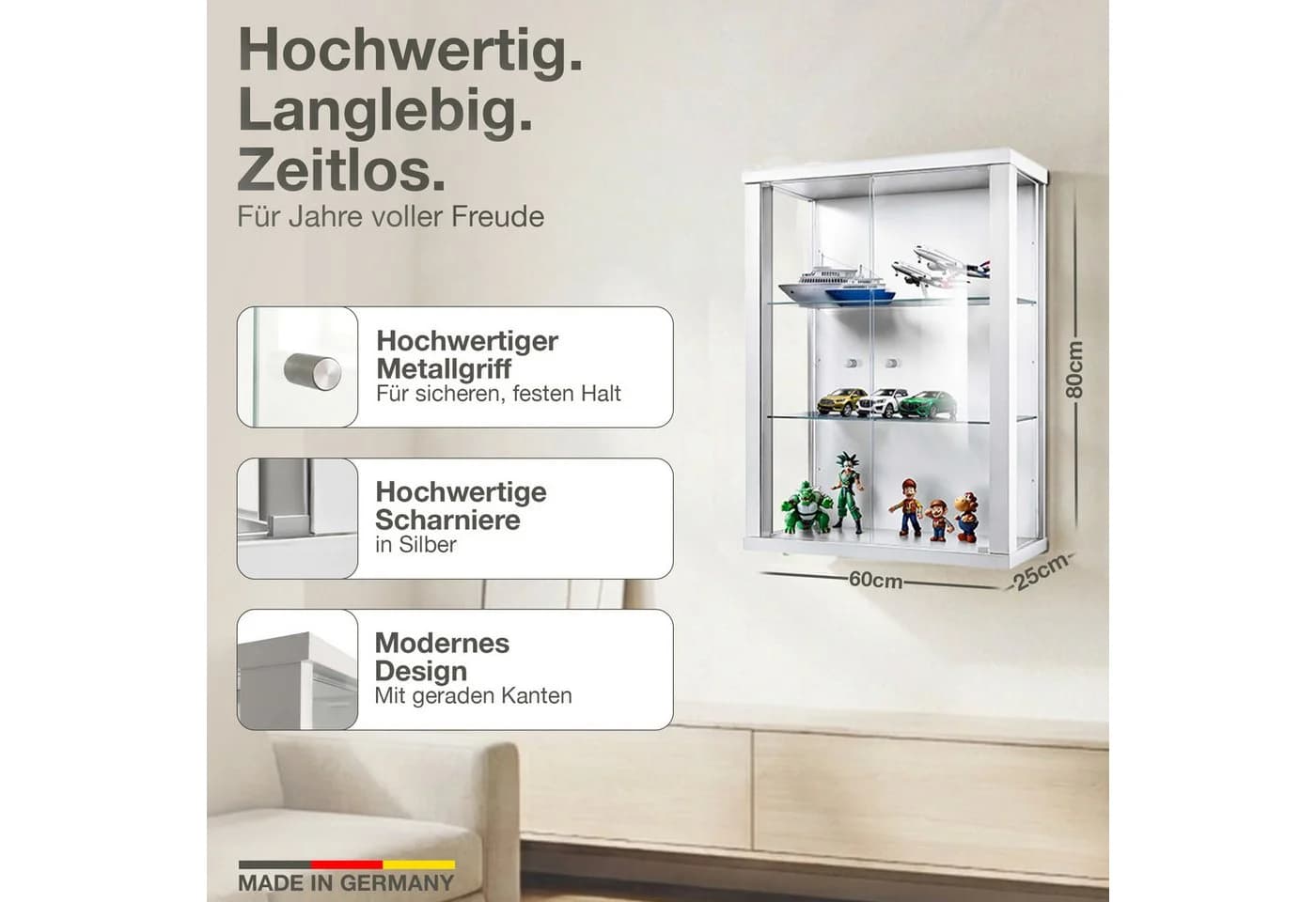 K-Möbel Hängevitrine C1012 Glasvitrine 2 Glastüren