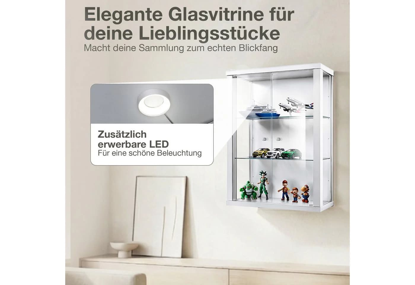 K-Möbel Hängevitrine C1012 Glasvitrine 2 Glastüren - Bild 5
